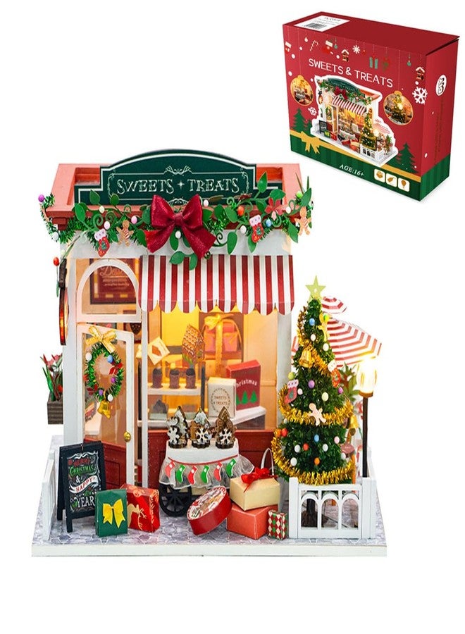 Heligotech DIY Miniature House Kit for Adult and Teens, Christmas Candy House Building Kit for Family and Friends, Mini Wooden Dollhouse Kit for Halloween Christmas Birthday Gifts - Image 1
